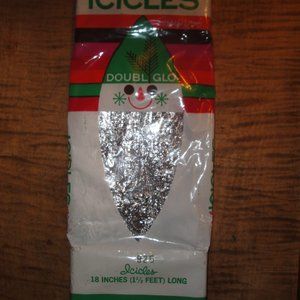 925 Real Antique Metal Foil Christmas Tree Tinsel Icicles Silver Rain Ornaments